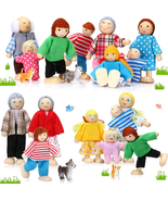 20 Pcs Wooden Dollhouse Family Set of 16 Mini People Figures and 4 Pets,... - £31.42 GBP