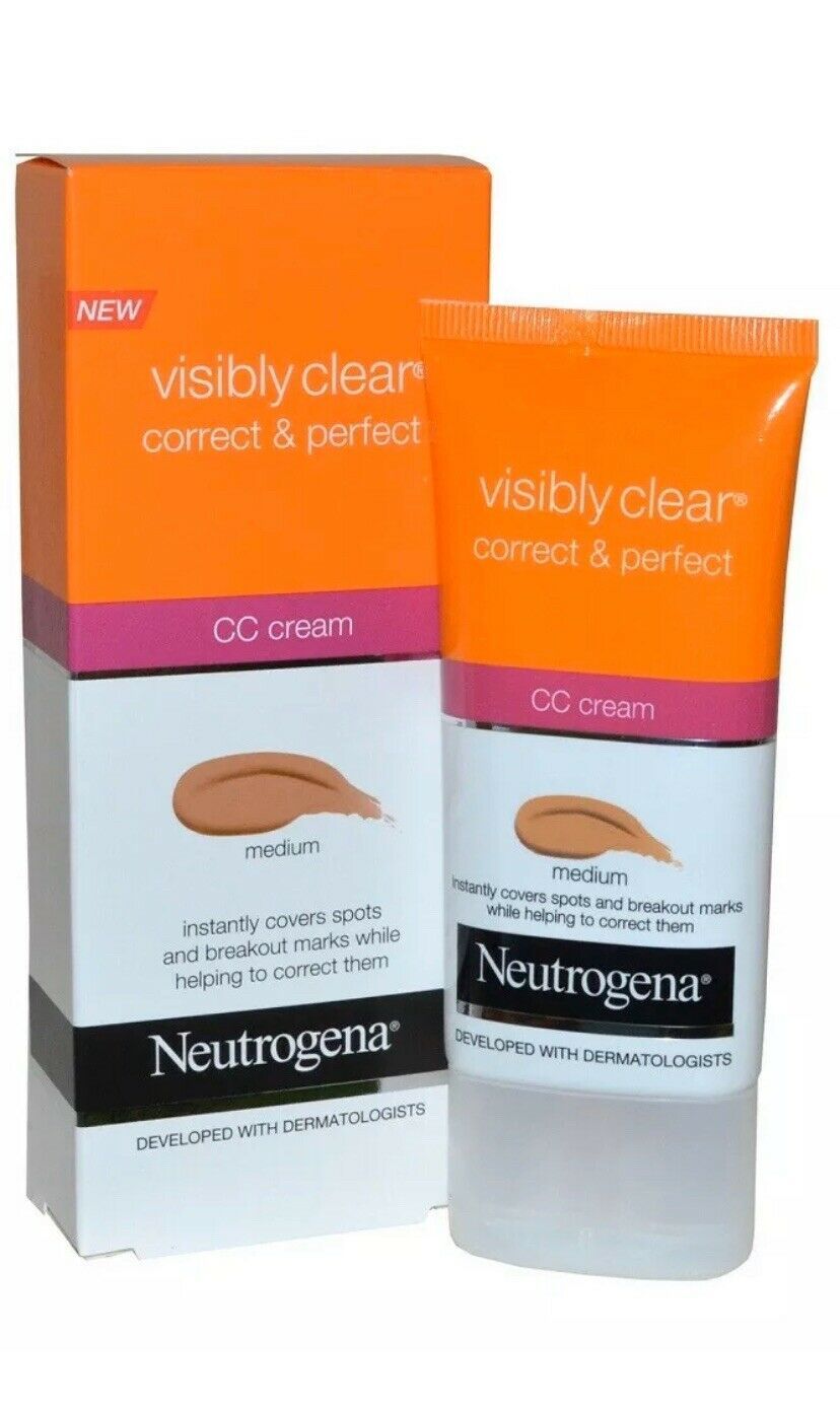 NEUTROGENA Visibly Clear Correct & Perfect CC Cream Medium 1.69 fl oz FREE SHIP - $14.99