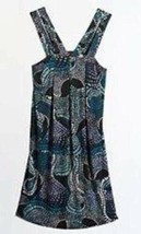 Womens Dress Sleeveless Trapeze Elle Black Teal Paisley Summer Pleated $... - £17.13 GBP