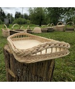 Handwoven Wicker Tray | Natural Willow Serving Platter | Rustic Table De... - €94,14 EUR