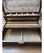 Vintage Brown Gold Felt Jewelry Box 12 1/2&quot; X 8&quot; X 3 1/2&quot; - €16,83 EUR