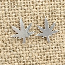 MARIJUANA LEAF sterling stud earrings - 925 silver weed pot cannabis 1/2&quot; 1.3g - £12.82 GBP