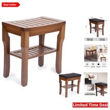 Versatile Non-Slip Bamboo Shower Stool with Quick-Drain Design - Espress... - $111.82