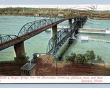 Treno E Vagone Ponte Sopra Mississippi Fiume Dubuque Ia 1908 DB Cartolin... - $5.08