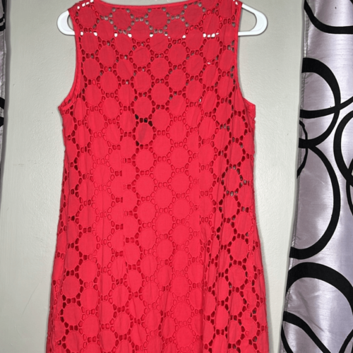 LAUNDRY Shelli Segal Women's 8 Pink Coral Sleeveless Shift Dress Crochet Overlay Item image 8