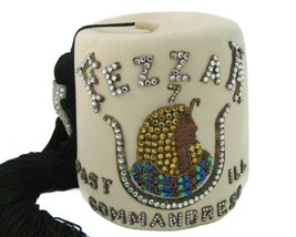VTG Commandress Daughters of Isis Masonic Rhinestone Fez Hat  Shriner Freemasons - £62.24 GBP