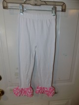 Mud Pie White Pants W/Ruffled Pink and White Bottoms Size 3T Girl&#39;s NWOT - $18.98