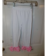 Mud Pie White Pants W/Ruffled Pink and White Bottoms Size 3T Girl&#39;s NWOT - £14.92 GBP