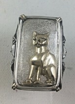 10k Gold Bastet Egyptian Cat Ingot Sterling silver  ring - $249.51