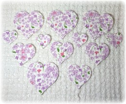 Vintage Purple Flower Cutter Quilt FeedSack Heart Applique Die Cut Blanket Lilac - £11.41 GBP