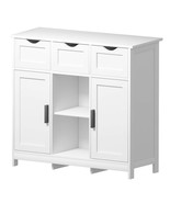 White Wooden Storage &amp; Accent Cabinet with Drawers &amp; Shelves - $2,551.16 MXN