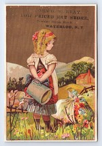 Victorian Trade Card Murray Low Priced Hat Store Waterloo New York Flower Girl - £9.30 GBP