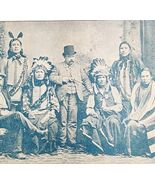 1891 Group Of Sioux Chiefs Blue Plate Print Victorian Indian War History... - $29.99
