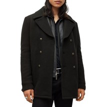 John Varvatos Collection Men's Carlos Peacoat Double Breasted Wool Jacket Black - £317.25 GBP