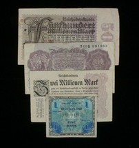 Germany &amp; Great Britain 4-Notes Lot // (3) German Mark &amp; (1) English Shillings - £39.22 GBP