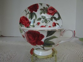 VTG ROSE OF ENGLAND BONE CHINA TEACUP &amp; SAUCER  ENGLAND - $277.45 MXN