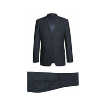 Men Renoir Suit Super 140 Wool Side Vent Slim Fit English Plaid 559-3 Navy Blue image 10