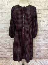 Madewell Womens Babydoll Shift Dress Size 00 Plaid Flannel Raglan Button Front - £43.72 GBP