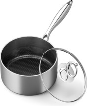 2Qt Stainless Saucepan, Nonstick Ceramic Coating, Tri-Ply, Glass Lid, Si... - $49.49