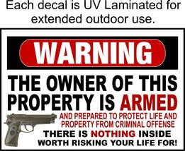 Gun Owner Armed Sticker 2nd Amendment Gun Alarm Warning Window/Hard Hat Decal - £2.51 GBP+