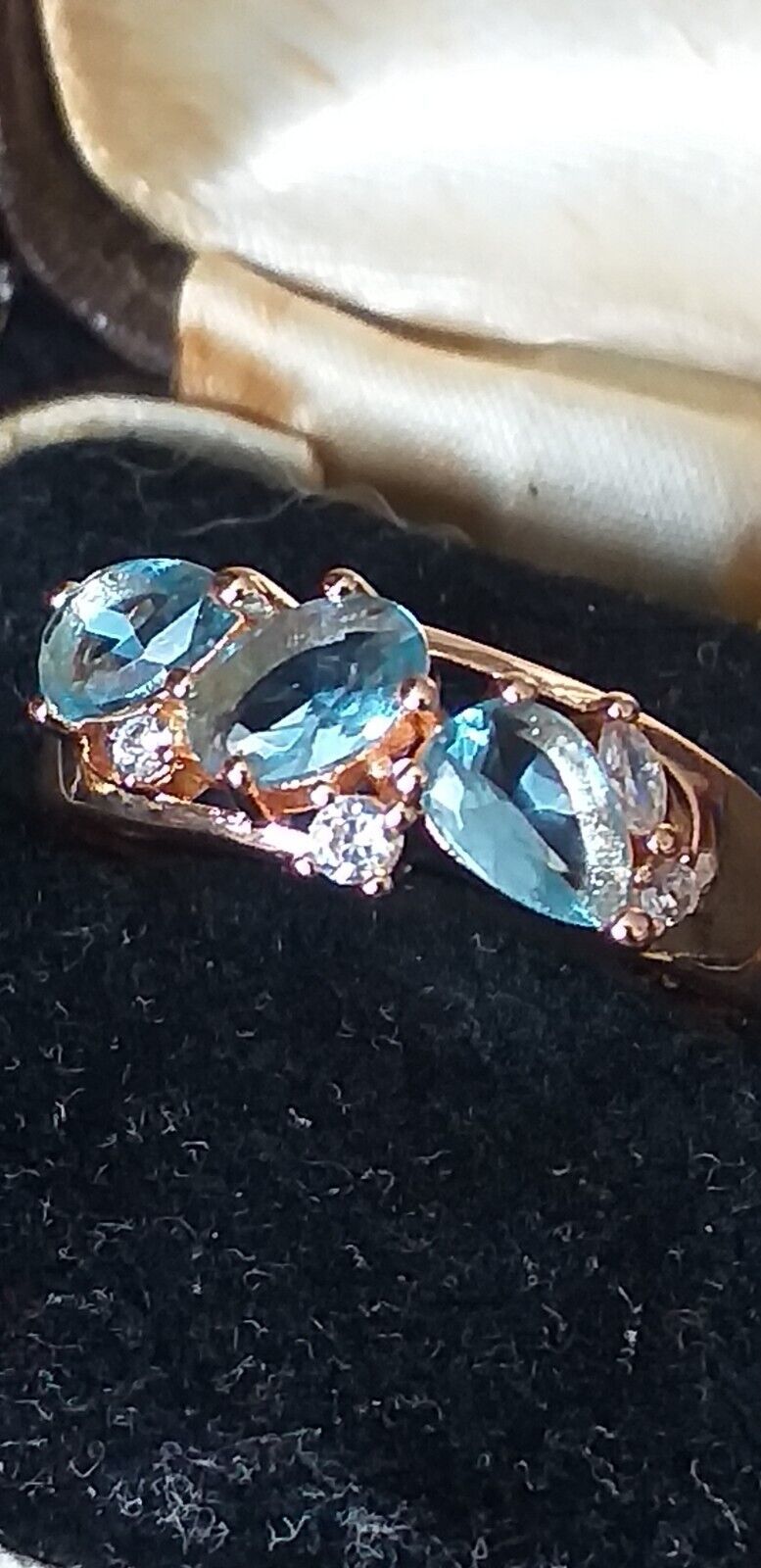 Primary image for Vintage 1990-s 14 Ct Rolled Gold Aquamarine Ring Size UK N US 6 3/4-Hallmarked!