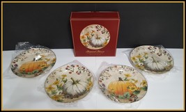 NEW Pottery Barn Botanical Harvest Pumpkin Dinner Plates 10.75&quot; Stoneware - £71.93 GBP