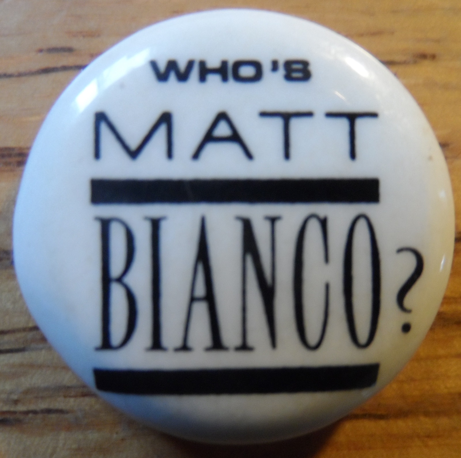 Who Is Matt Bianco? Small Metal Button 1980&#39;s U.K. Rock Band Mark Reilly... - $14.75