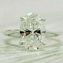 2.50Ct Oval Cut Solitaire Real Moissanite Engagement Ring 925 Sterling Silver - £119.35 GBP