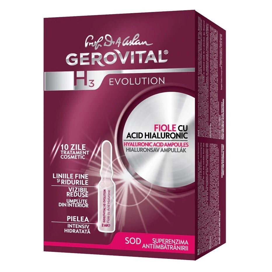 Gerovital H3 Evolution con acido ialuronico fiale da 5% 10 x 2 ml - $31.50