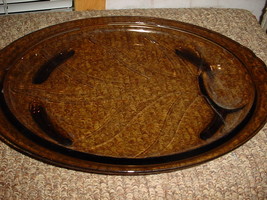 Pyrex Visions Amber Oval Footed Serving Platter Vguc Free Ship In Usa - £18.24 GBP