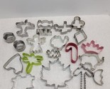 LOT OF 20 Aluminum &amp; Tin Metal Random Cookie Biscuit Cutters Holiday Air... - $37.61
