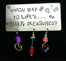 Which Way to Life&#39;s Guilty Pleasures? Brooch Pin Dangling Beads Sterling... - $17.64