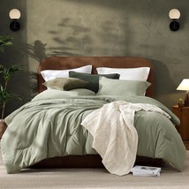 Olive Green Queen Comforter Set, 3 Piece, Light Olive Green, Queen 90&quot;*90&quot; - $39.97