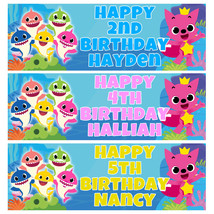 BABY SHARK Personalised Birthday Banner - Baby Shark Birthday Party Banner - £3.90 GBP