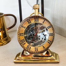 Reloj de Escritorio Latón Brillante Trofeo Reloj Mecánico Vintage Mesa Decora... - $37.38