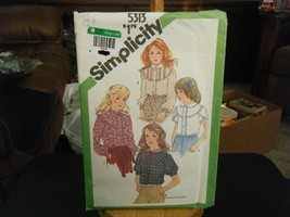 Simplicity 5313 Girls Blouses Pattern - Size 12 Chest 30 - $11.99