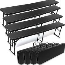 4 Pcs Portable Folding Benches 6 Feet Foldable Bench Seat By Hdpe And High Carbo - £263.31 GBP