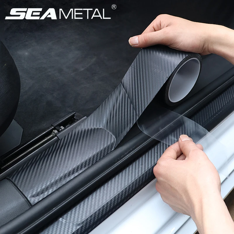 SEAMETAL Carbon Fiber Sticker Car Door Sill Protector Film Auto Door Sill Edge - £8.14 GBP+