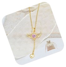 Angel Wings Necklace For Women, Y2K Pink Heart To My - £32.34 GBP