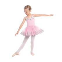 Ballerina Costume for Girls, Kids Spaghetti Straps, Sequins Floral Lace - £16.75 GBP