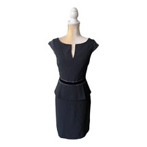 Tory Burch Ashley Cap Sleeve Peplum Dress Size 2 Black Sheath - £63.30 GBP