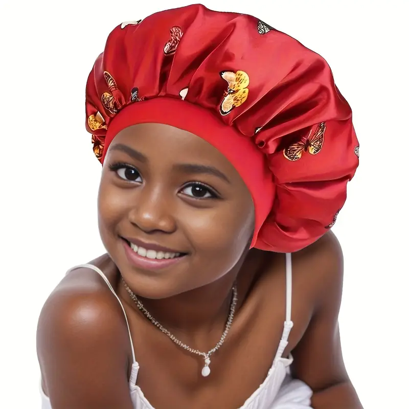 Adorable Kids Fashion Print Hair Bonnet - Gentle &amp; Breathable for Sweet ... - £8.04 GBP