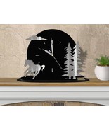 15.5in W Western Theme Full Moon Shelf or Mantel Clock - Horse and Trees - $104.00