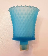Home Interior Blue Glass Votive Candle Holder VTG Diamond Point Sconce Peg Shade - $12.78