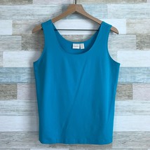 Chicos Soft Stretchy Tank Top Blue Scoop Neck Basic Casual Nylon Womens ... - £15.78 GBP