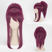 LOL KDA Akali The Rogue Assassin Cosplay Wig Wine Red Hair Ponytail Wig - £20.44 GBP