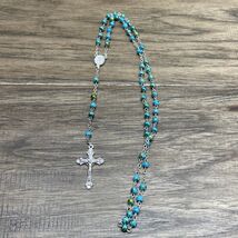 Vintage Blue Green Beaded Rosary Catholicism Religious Christianity KG JD - $10.89