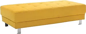 Glory Furniture Riveredge Twill Fabric Milan Ottoman in Yellow - £329.14 GBP