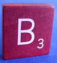 Scrabble Tiles Replacement Letter B Maroon Burgundy Wooden Craft Game Part Piece - £0.96 GBP