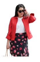 CAbi Red Valentine Linen Blend Collared Blazer Jacket Style #5472 Women&#39;... - £30.69 GBP